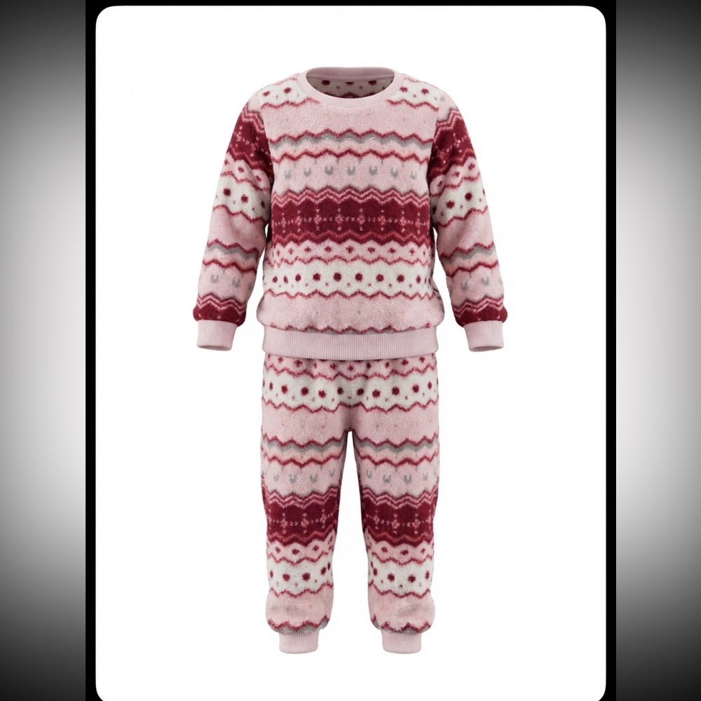 Pink and Red Patterned Pajama Set